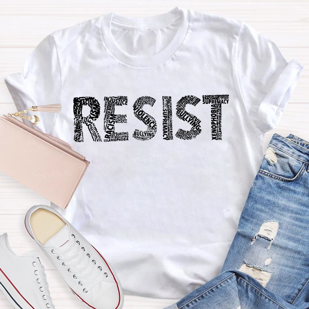 Resist Empowered Women Vintage Style Font T-shirt