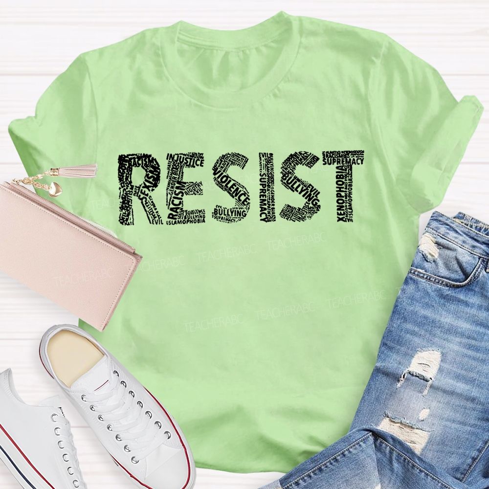 Resist Empowered Women Vintage Style Font T-shirt