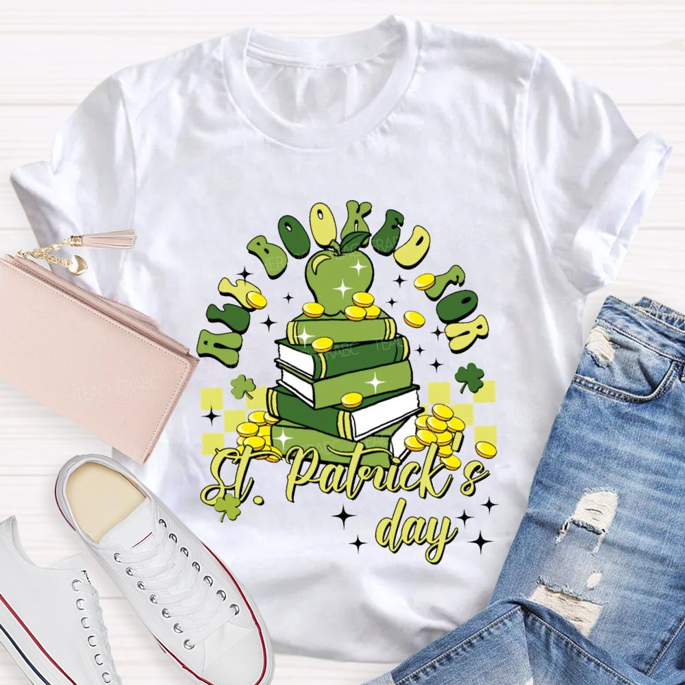 All Books For St Patrick'S Day Apples And Clover Teacher T-shirt