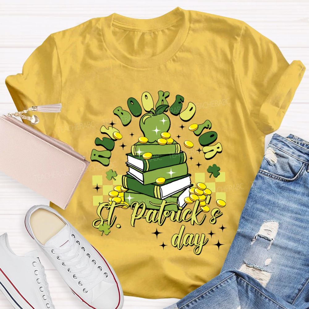 All Books For St Patrick'S Day Apples And Clover Teacher T-shirt