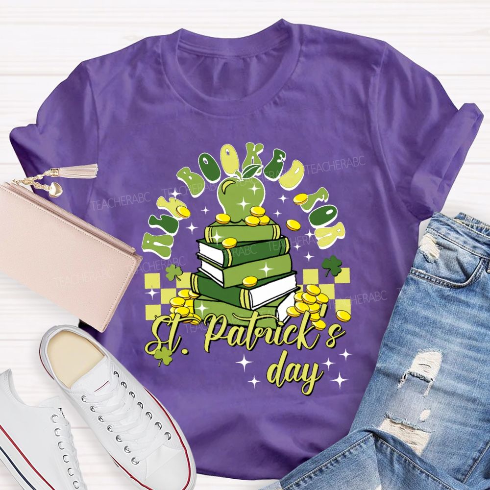 All Books For St Patrick'S Day Apples And Clover Teacher T-shirt