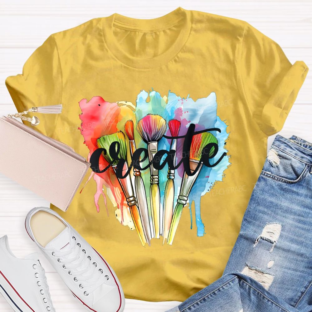Create Colorful Tie-Dye Prints And Paintbrushes Art Teacher T-shirt