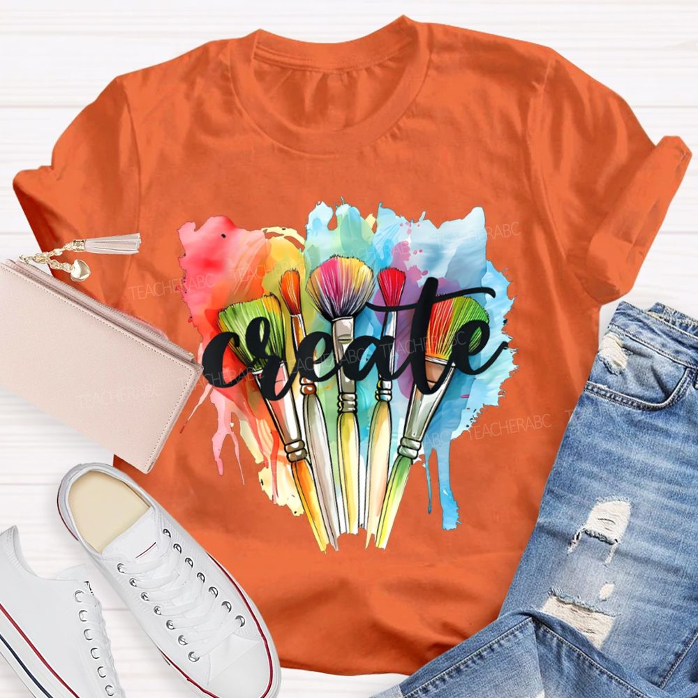 Create Colorful Tie-Dye Prints And Paintbrushes Art Teacher T-shirt