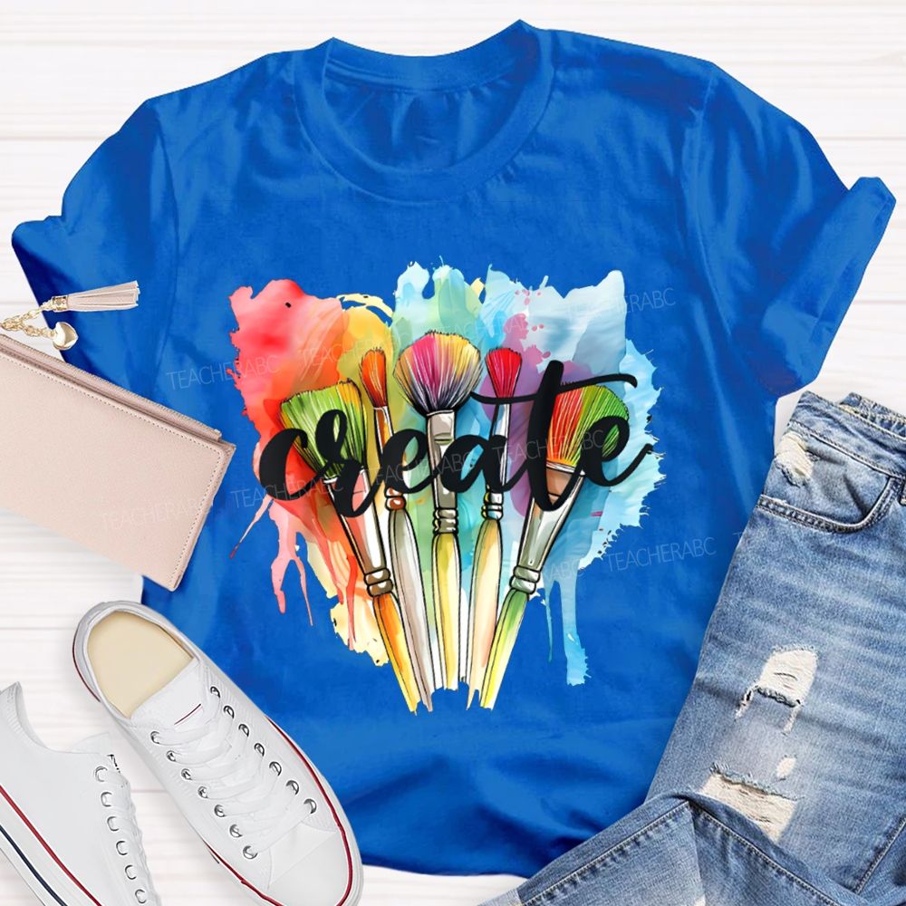 Create Colorful Tie-Dye Prints And Paintbrushes Art Teacher T-shirt