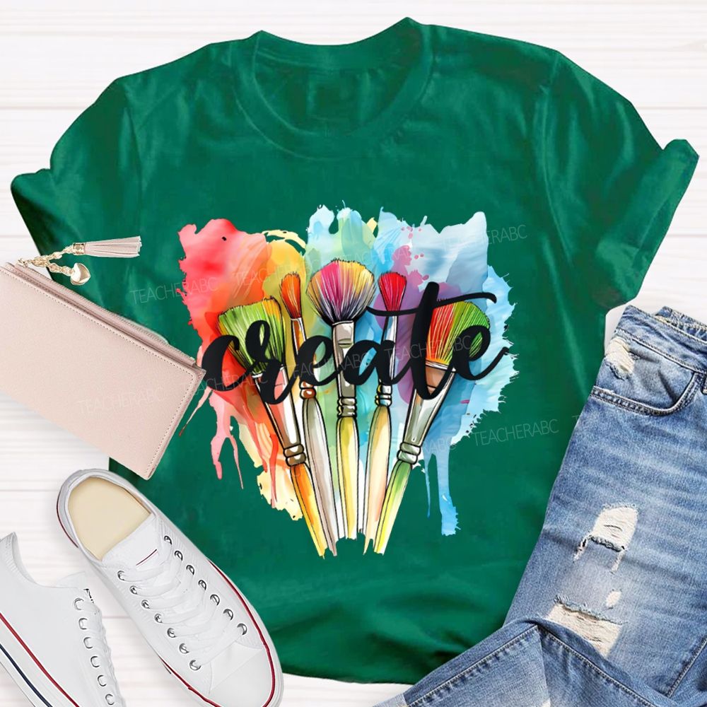 Create Colorful Tie-Dye Prints And Paintbrushes Art Teacher T-shirt