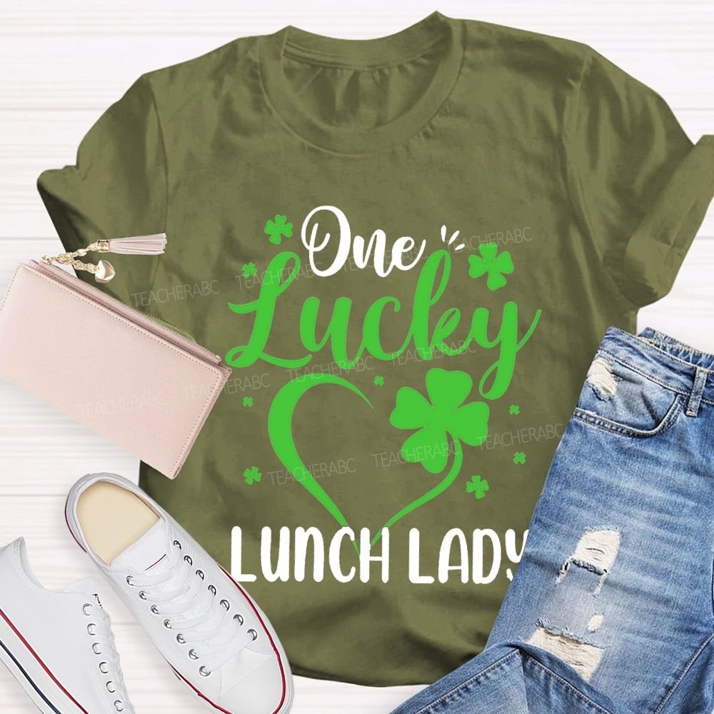 One Lucky Lunch Lady Hearts And Four-Leaf Clovers T-shirt