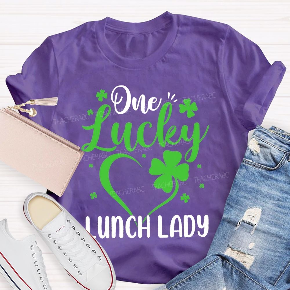One Lucky Lunch Lady Hearts And Four-Leaf Clovers T-shirt