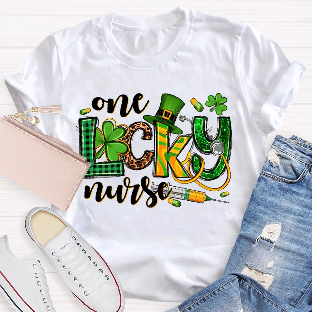 One Lucky Nurse Magic Hat And Clover T-shirt