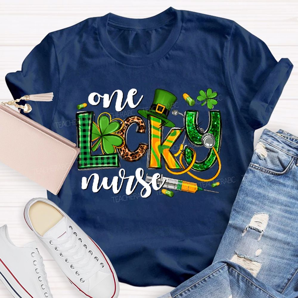 One Lucky Nurse Magic Hat And Clover T-shirt