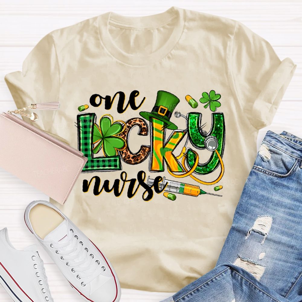One Lucky Nurse Magic Hat And Clover T-shirt