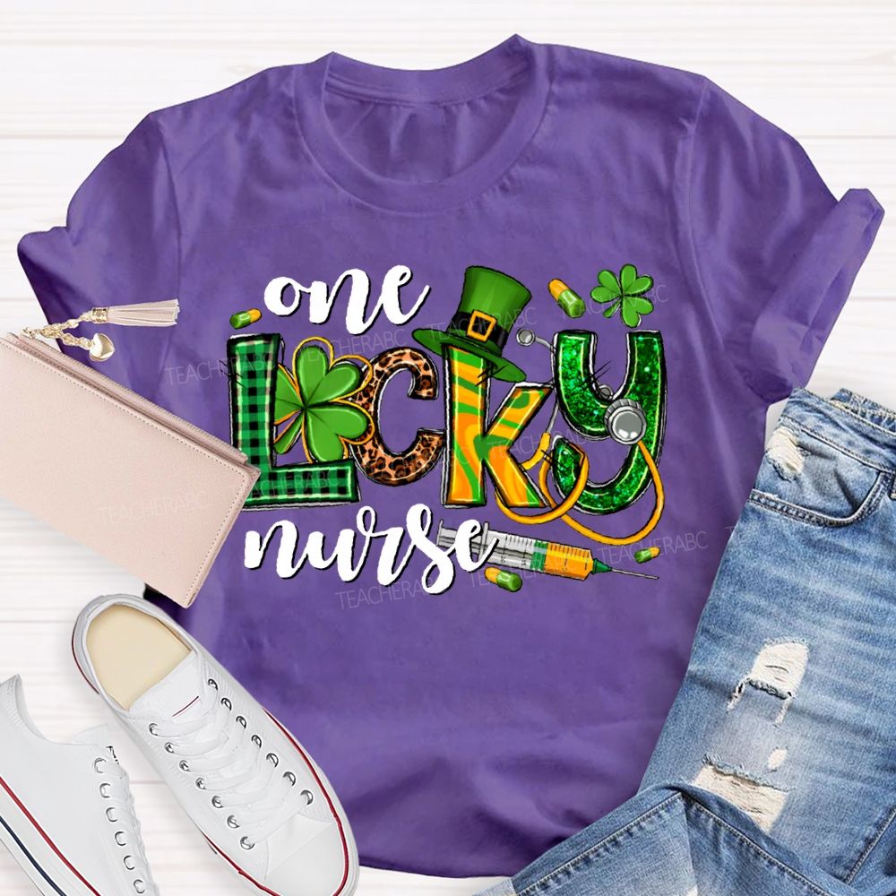 One Lucky Nurse Magic Hat And Clover T-shirt