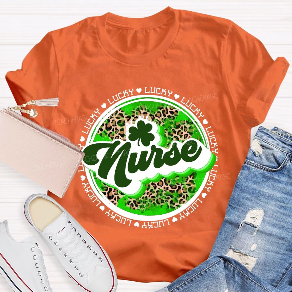 Lucky Nurse Leopard Print And Clover T-shirt