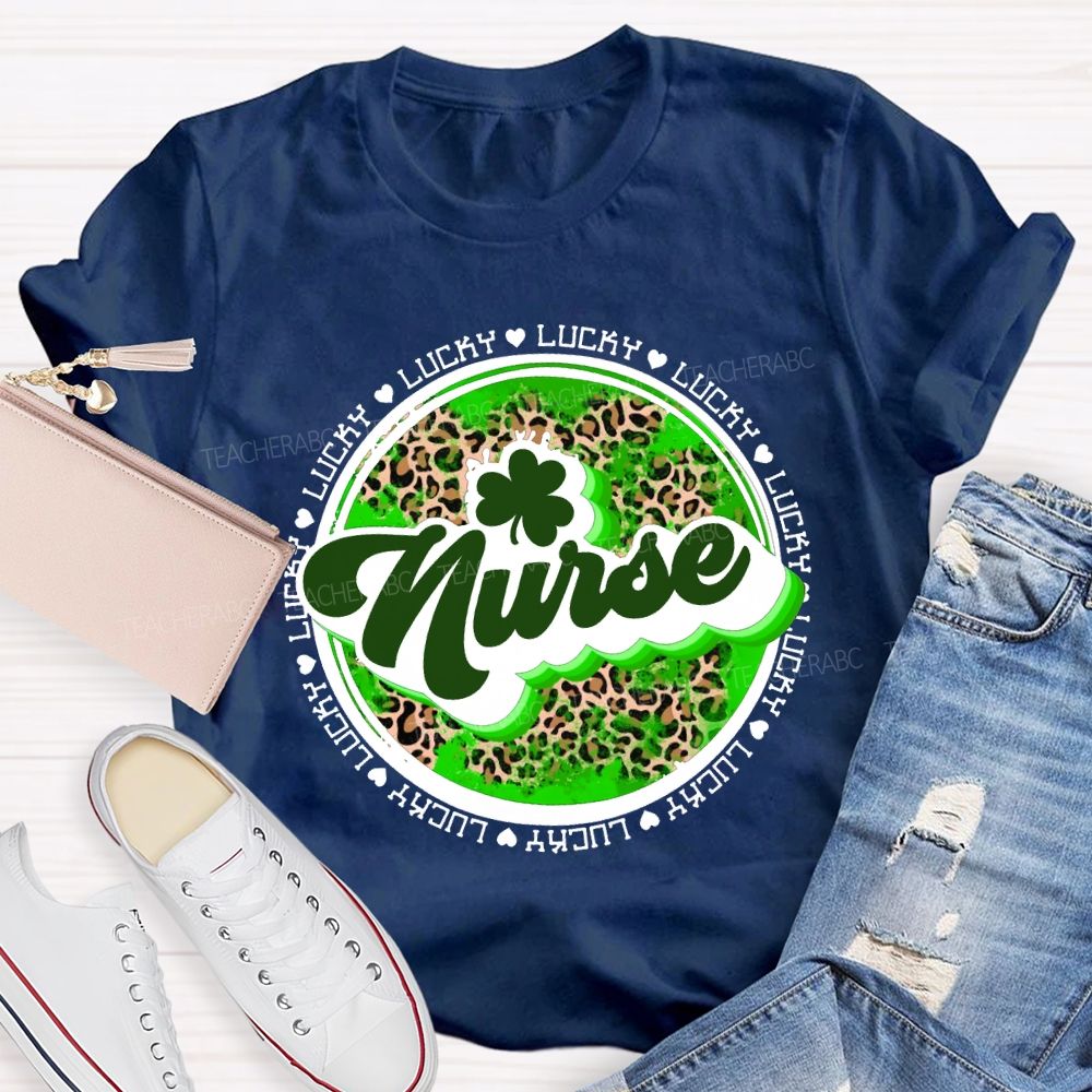 Lucky Nurse Leopard Print And Clover T-shirt