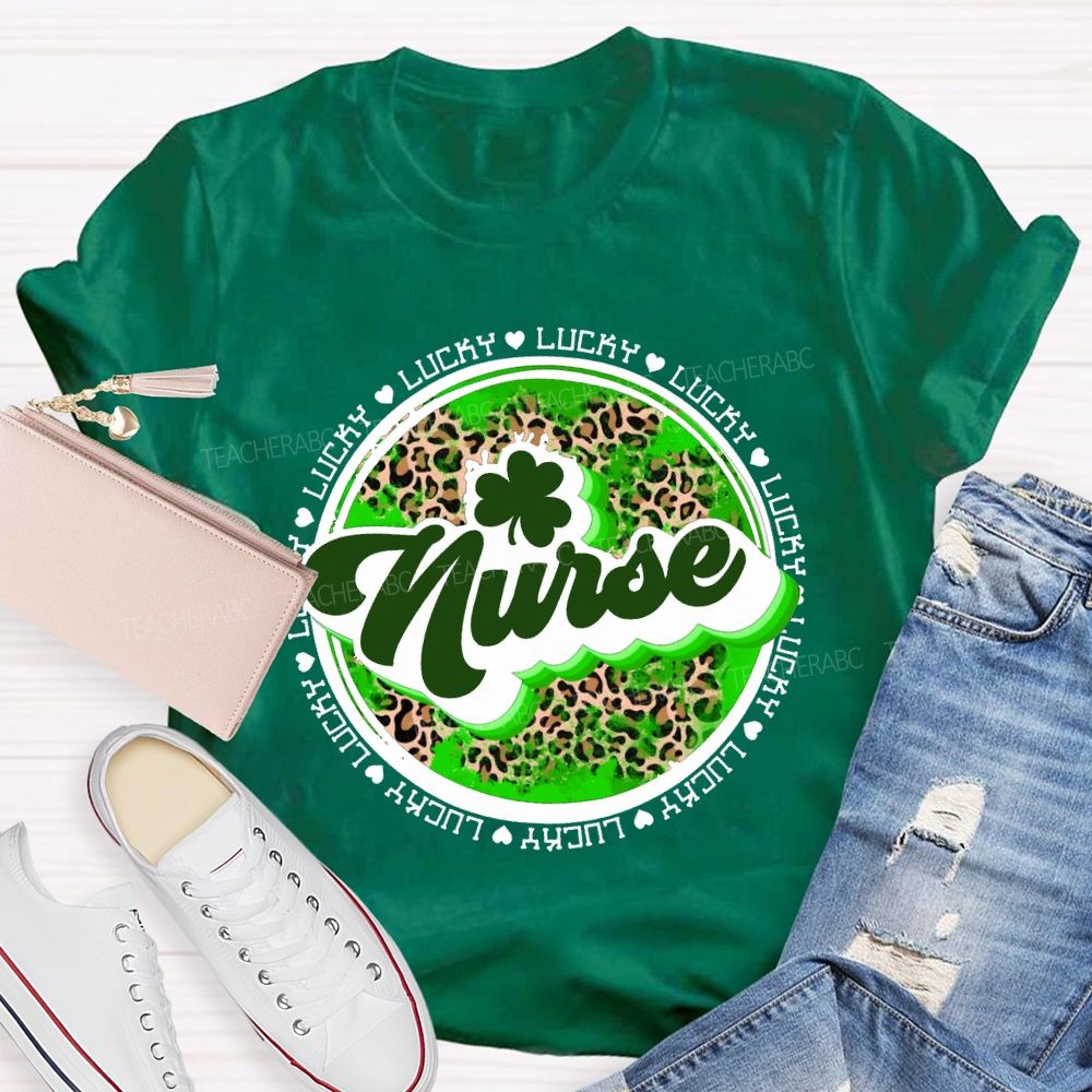 Lucky Nurse Leopard Print And Clover T-shirt