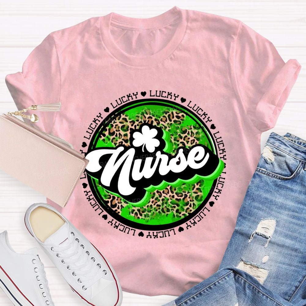Lucky Nurse Leopard Print And Clover T-shirt