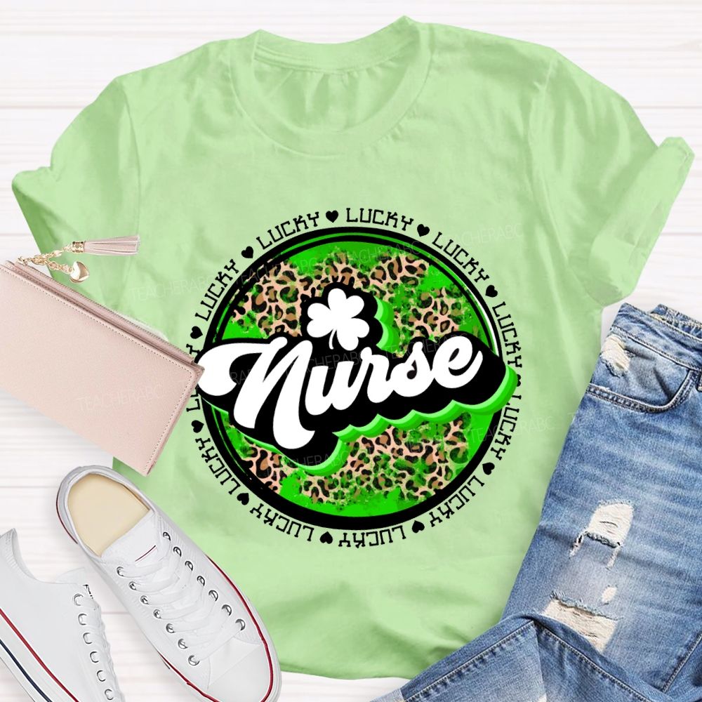 Lucky Nurse Leopard Print And Clover T-shirt