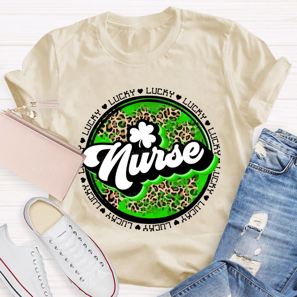 Lucky Nurse Leopard Print And Clover T-shirt