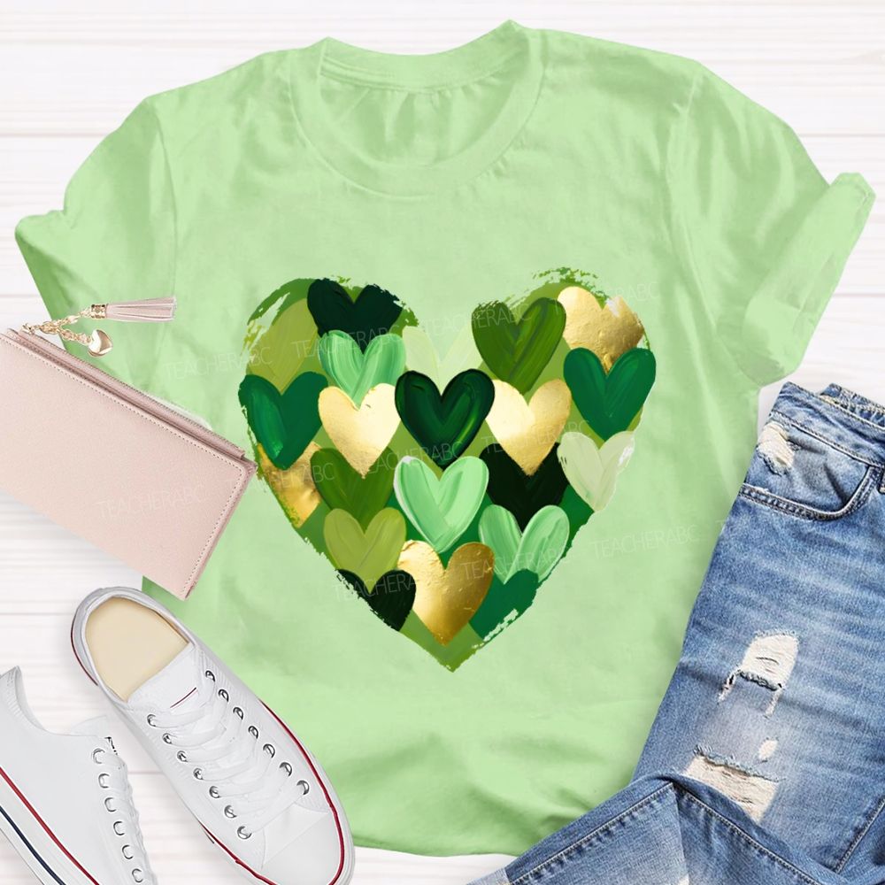 St. Patrick's Day Heart Teacher T-shirt