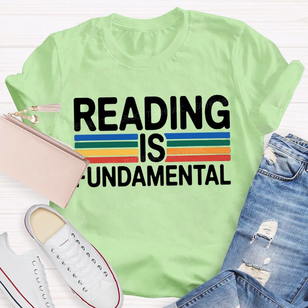 Reading Is Fundamental Colored Lines Teacher T-shirt