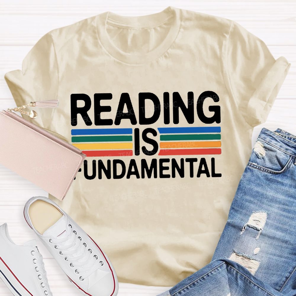 Reading Is Fundamental Colored Lines Teacher T-shirt