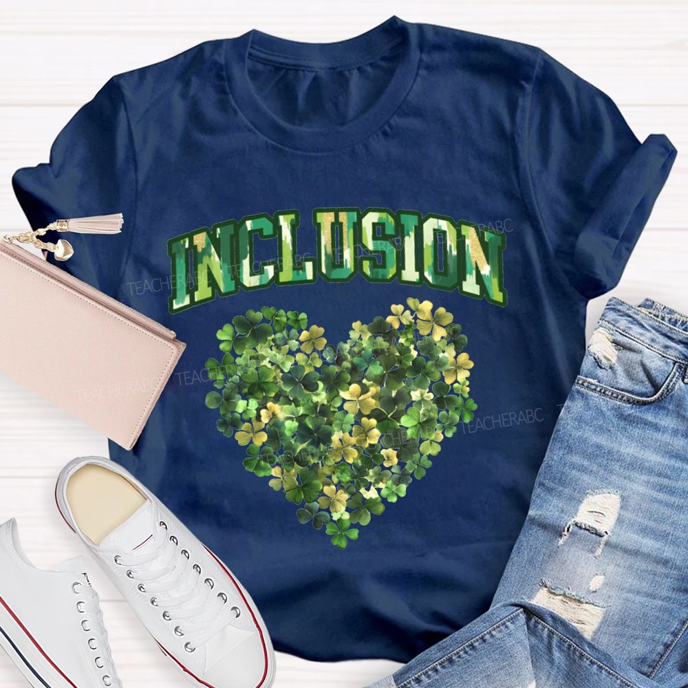 Inclusion Lucky Clover And Heart Print Special Education T-shirt