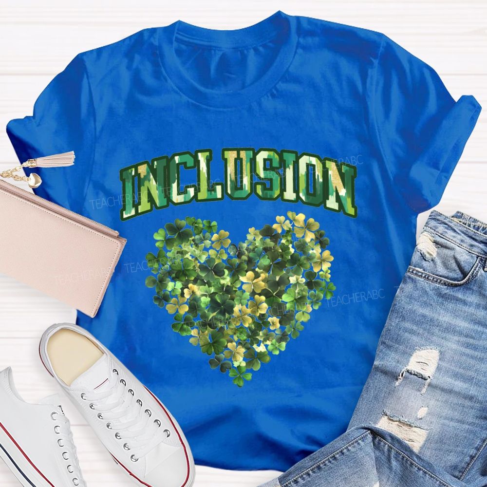 Inclusion Lucky Clover And Heart Print Special Education T-shirt
