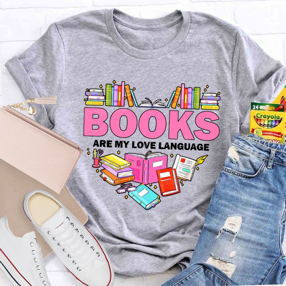 Books Are My Love Language Peach Heart Books T-shirt