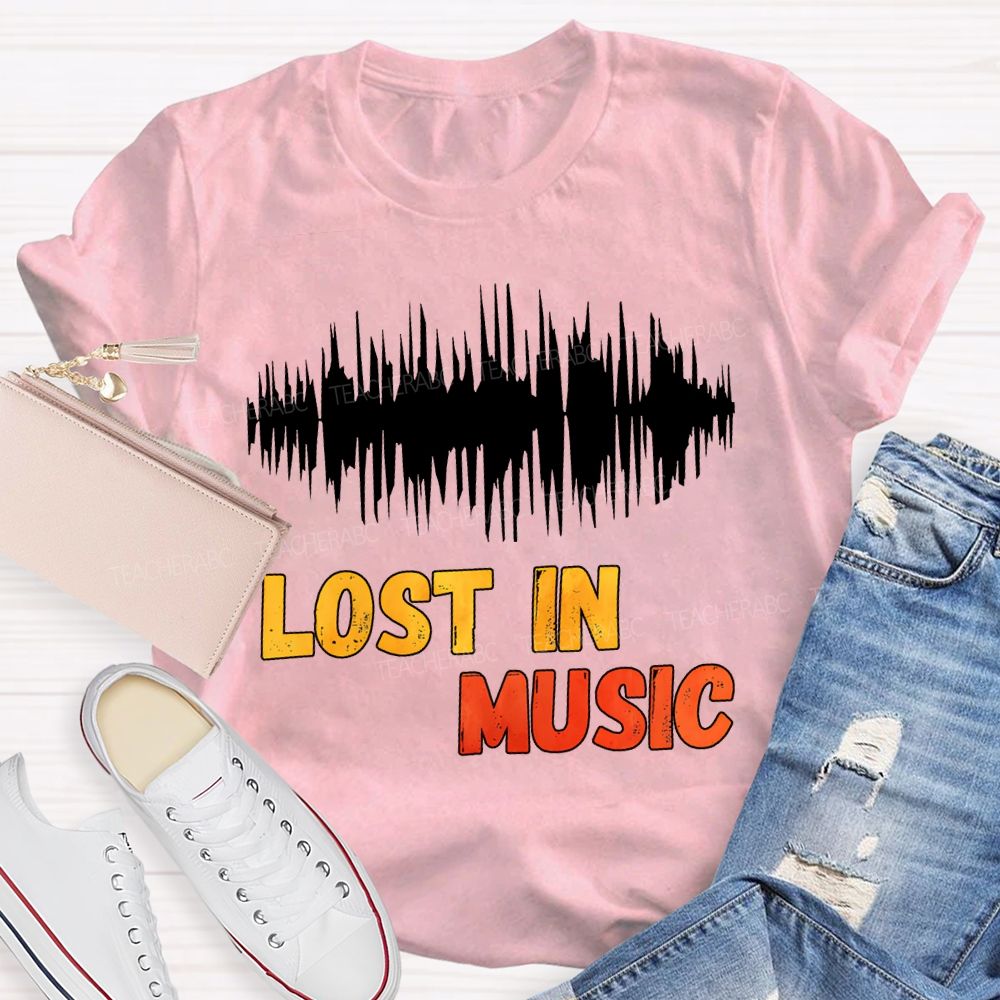 Lost In Music Colored Font Music Teacher T-shirt