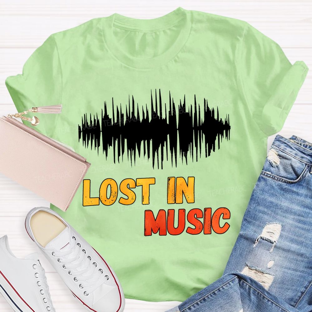 Lost In Music Colored Font Music Teacher T-shirt