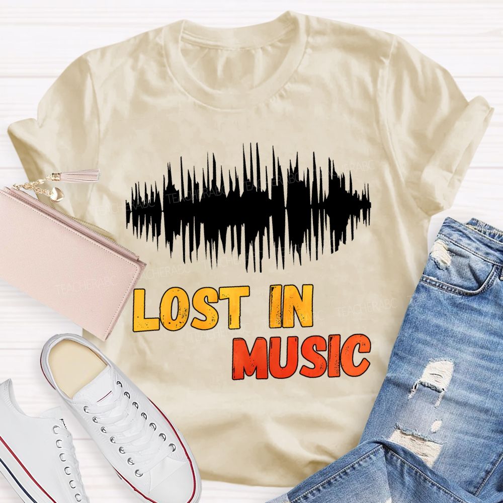 Lost In Music Colored Font Music Teacher T-shirt