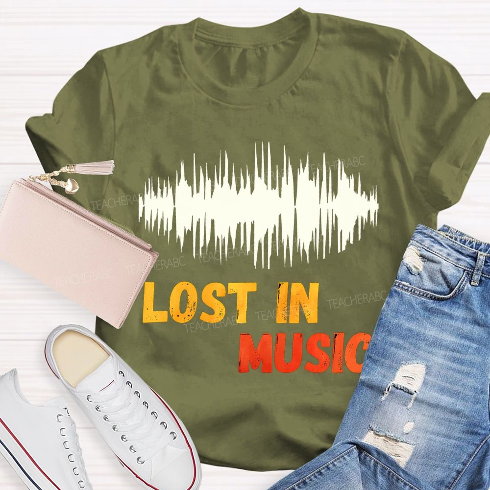 Lost In Music Colored Font Music Teacher T-shirt