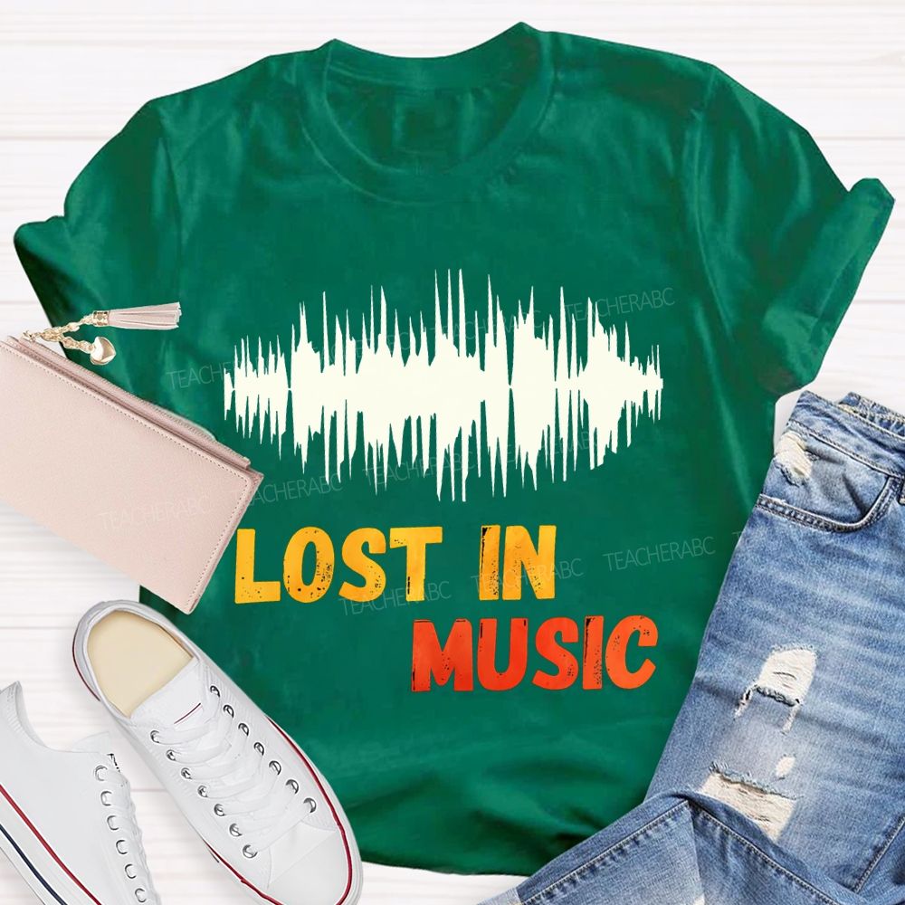 Lost In Music Colored Font Music Teacher T-shirt