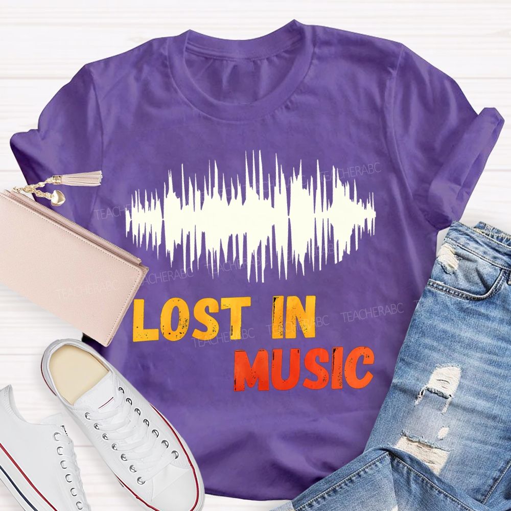 Lost In Music Colored Font Music Teacher T-shirt