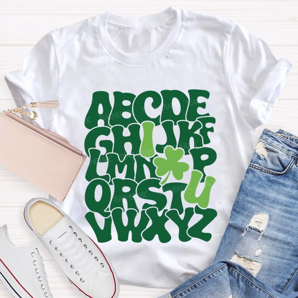 I Love Lucky Clover Alphabet Teacher T-shirt