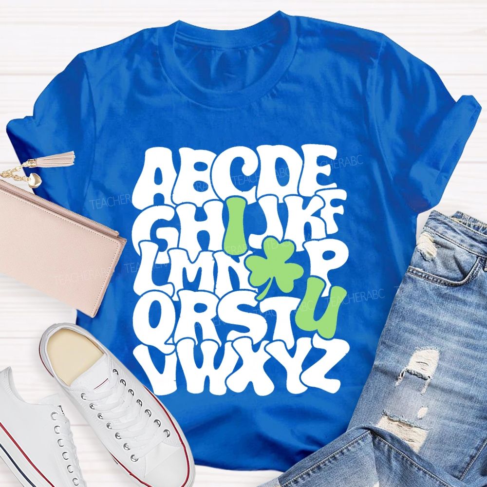 I Love Lucky Clover Alphabet Teacher T-shirt