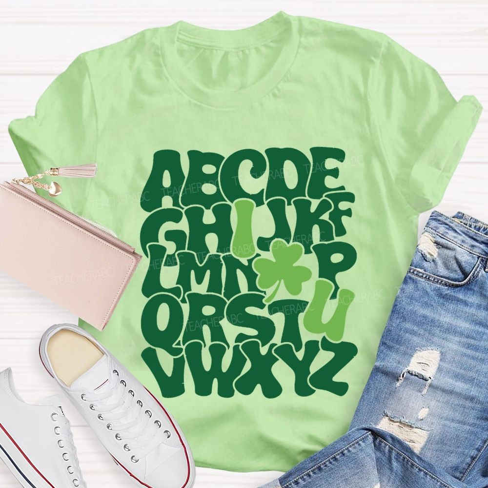 I Love Lucky Clover Alphabet Teacher T-shirt