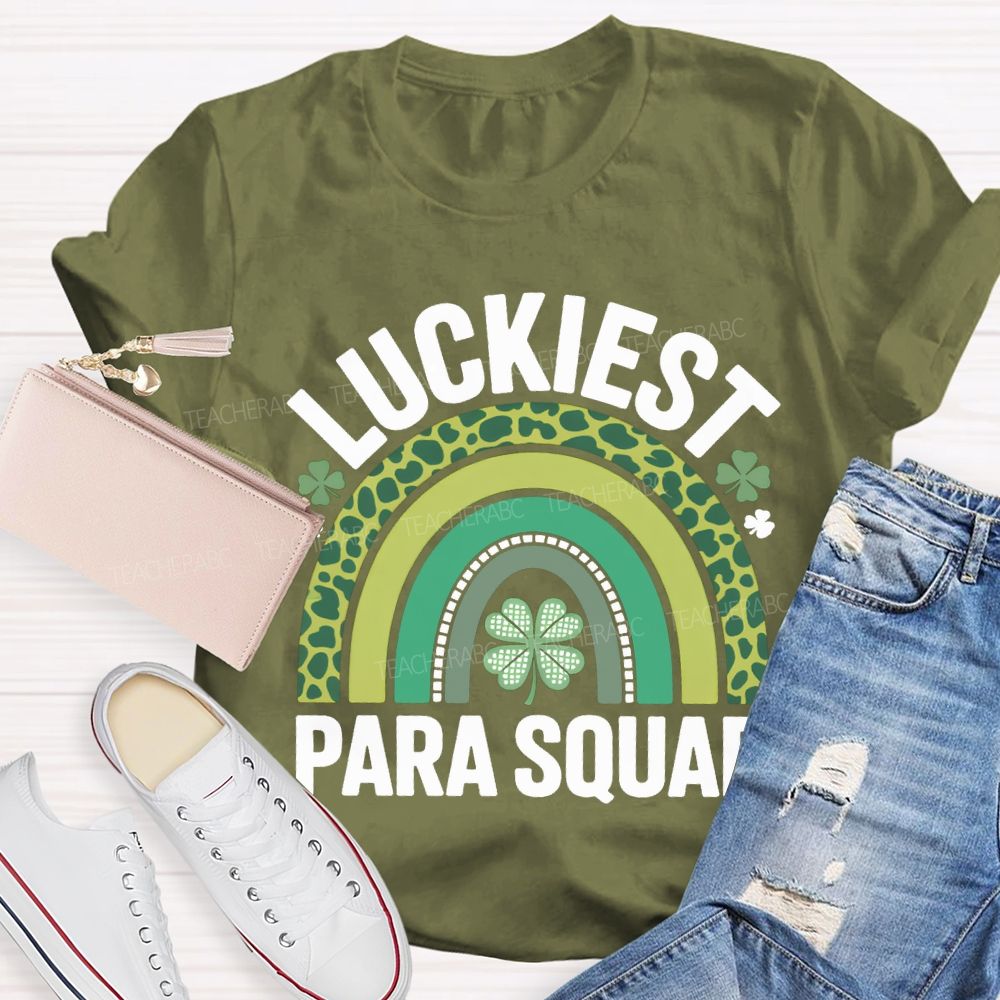 Luckiest Para Squad Four-Leaf Clover Print T-shirt