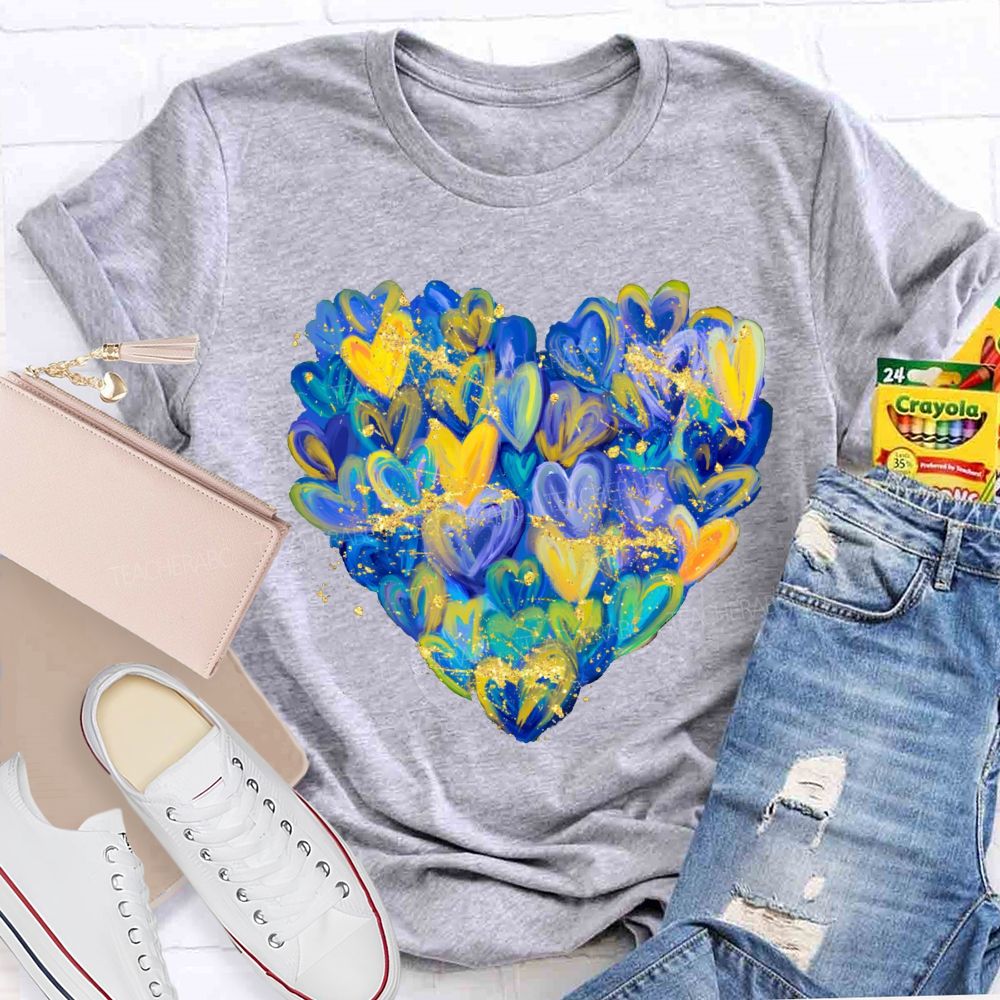 Brushstroke Heart Down Syndrome Awareness T-shirt