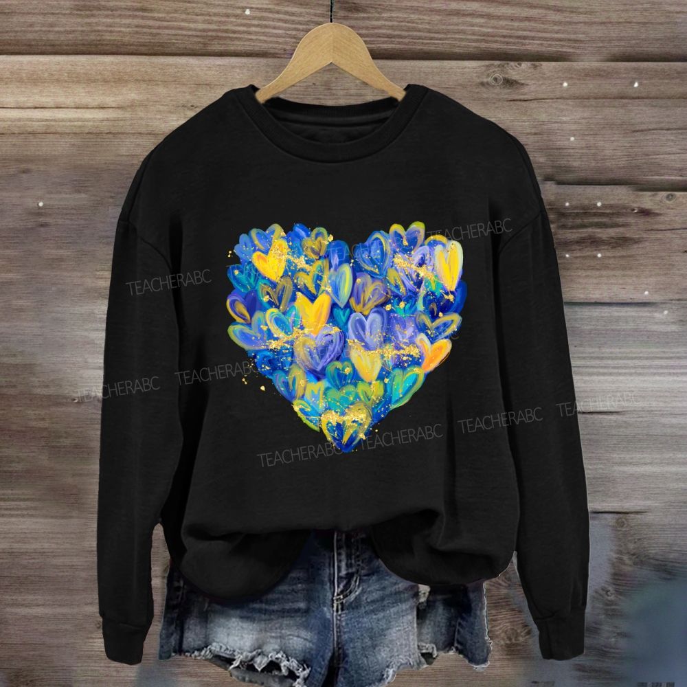 Brushstroke Heart Down Syndrome Awareness Sweatshirt