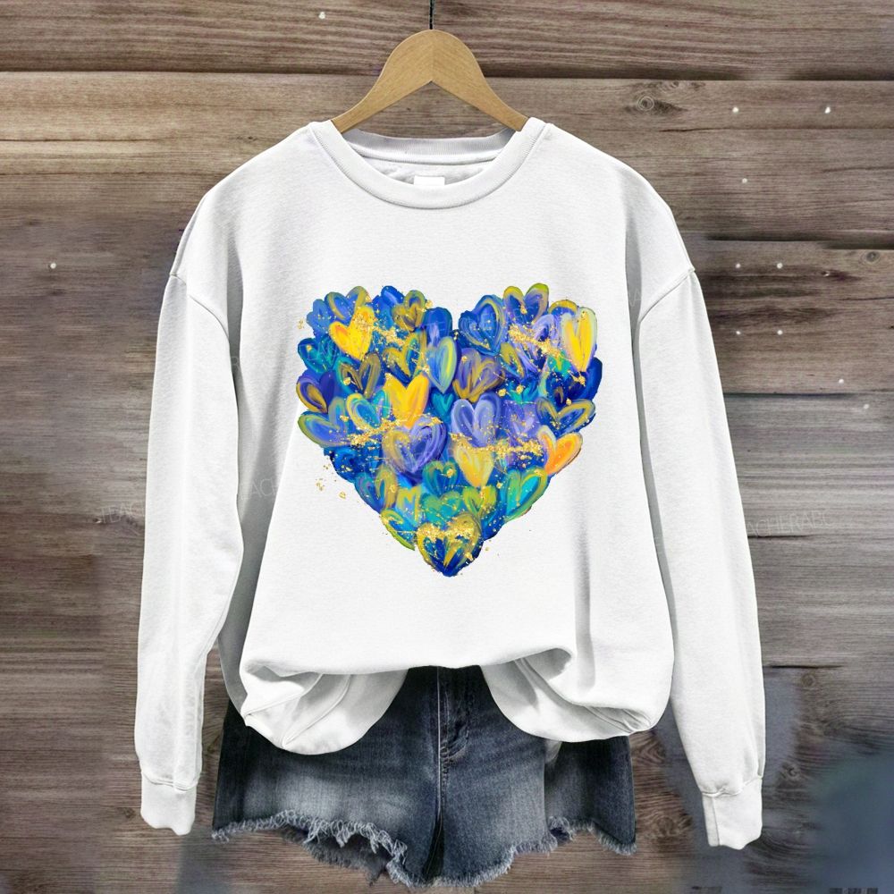 Brushstroke Heart Down Syndrome Awareness Sweatshirt