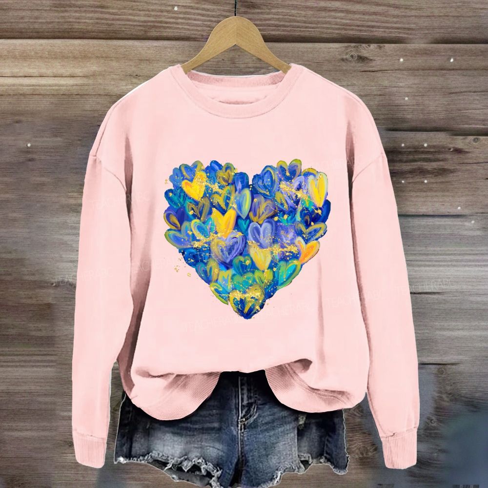 Brushstroke Heart Down Syndrome Awareness Sweatshirt