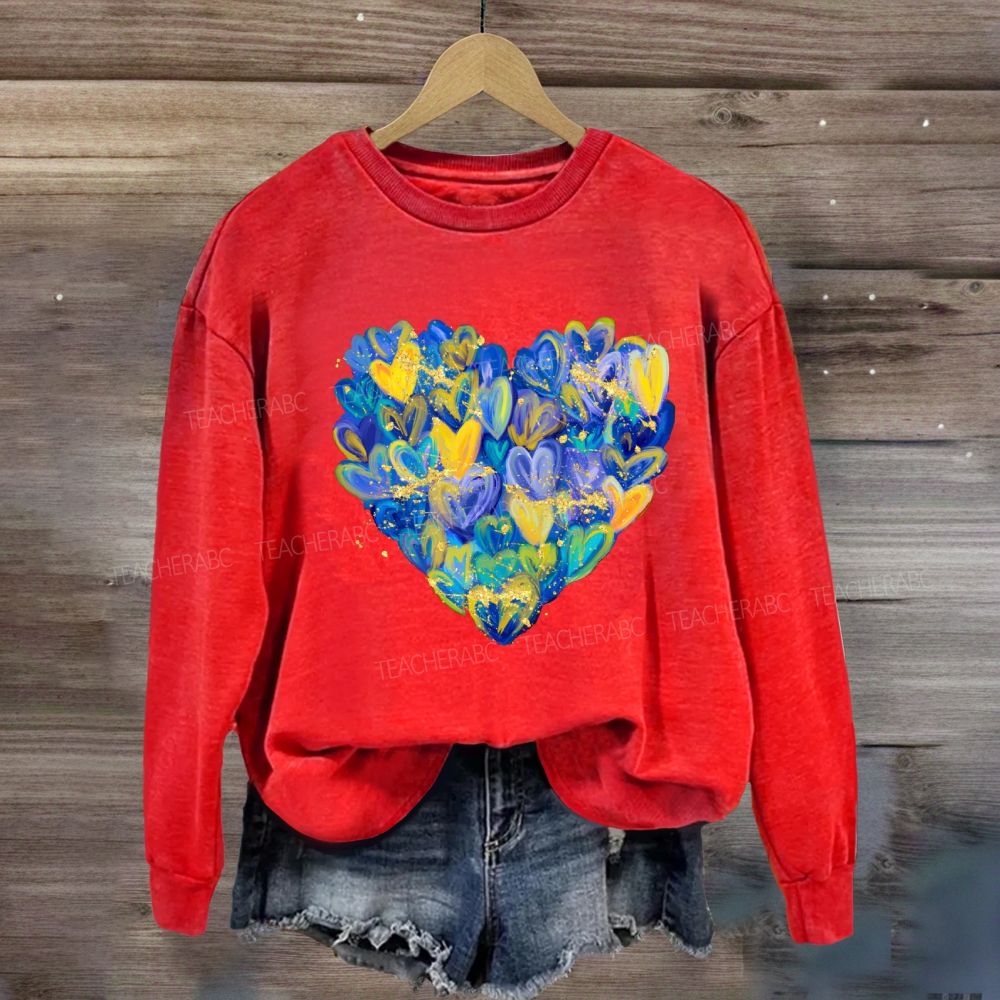 Brushstroke Heart Down Syndrome Awareness Sweatshirt