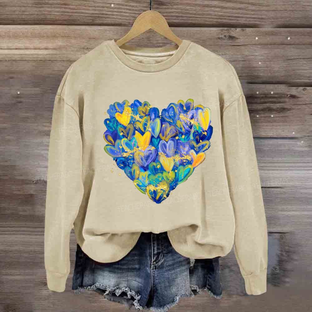 Brushstroke Heart Down Syndrome Awareness Sweatshirt