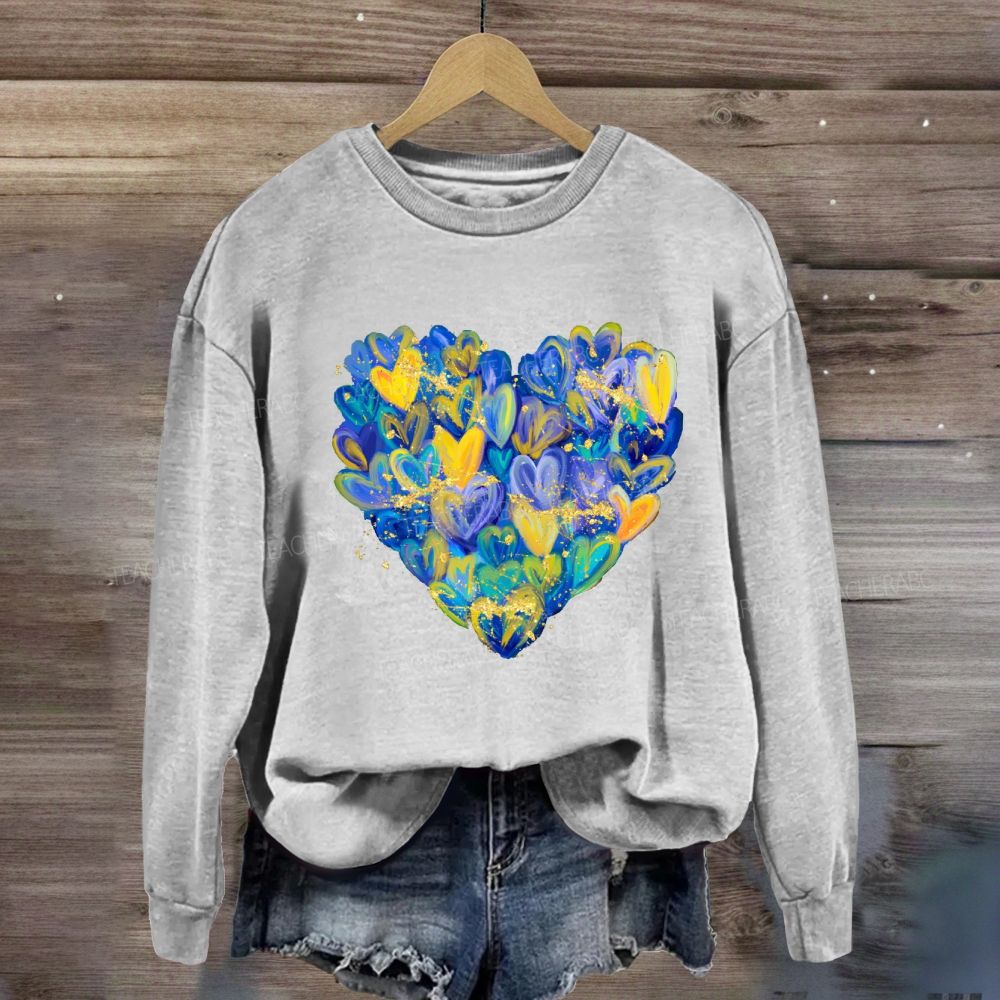 Brushstroke Heart Down Syndrome Awareness Sweatshirt