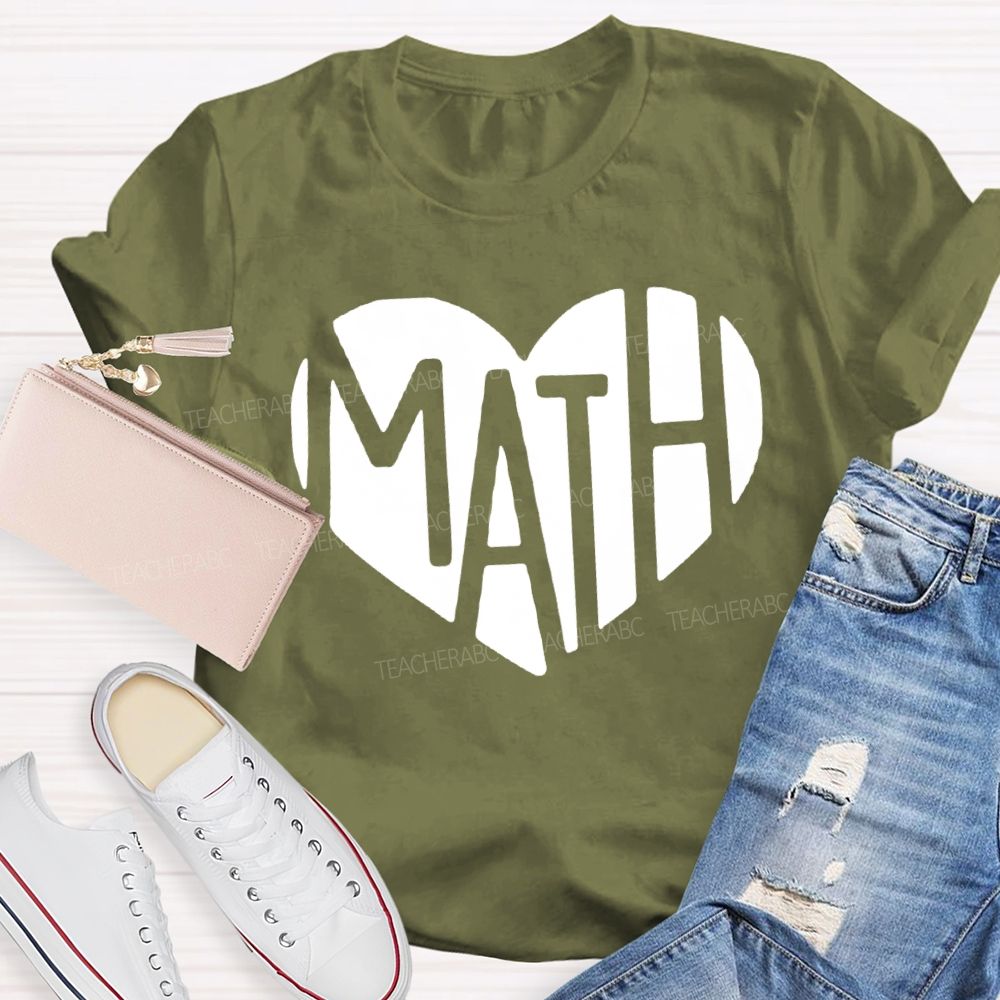 Heart-Shaped Font Mathematics Teacher T-shirt