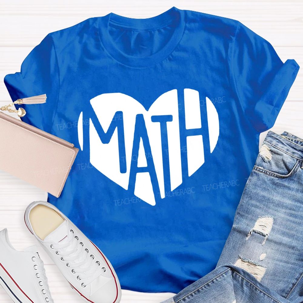 Heart-Shaped Font Mathematics Teacher T-shirt