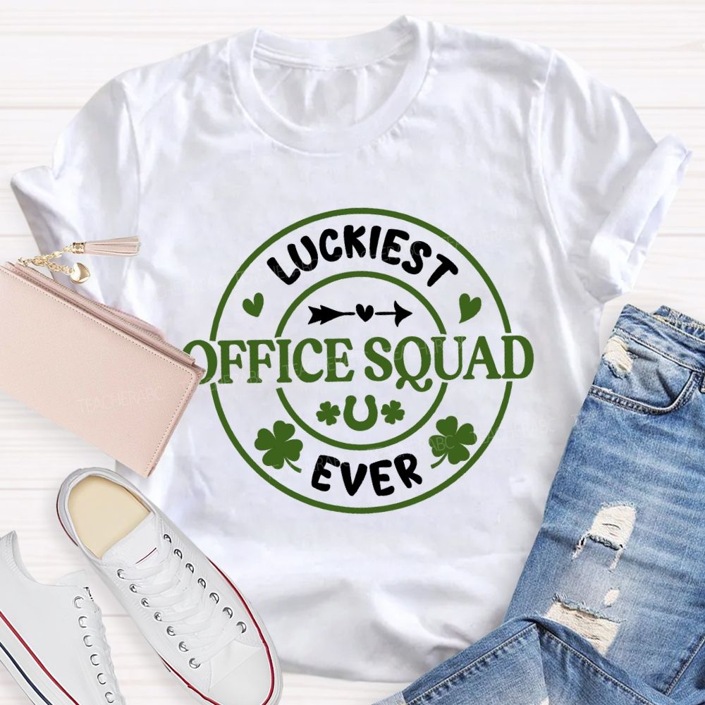 Luckiest Office Squad Ever Four-Leaf Clover T-shirt