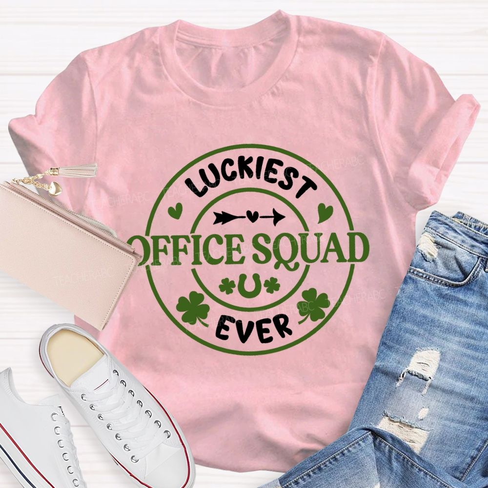 Luckiest Office Squad Ever Four-Leaf Clover T-shirt