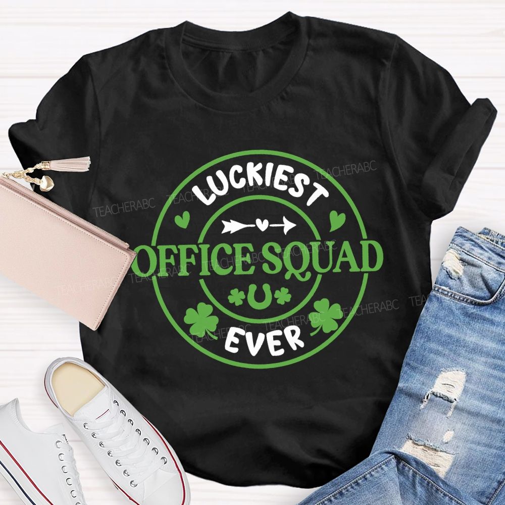 Luckiest Office Squad Ever Four-Leaf Clover T-shirt