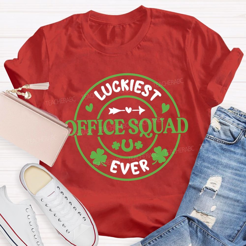 Luckiest Office Squad Ever Four-Leaf Clover T-shirt